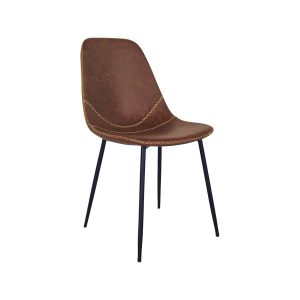 Super-Seat | De Charlie vintage leren kuipstoelen cognac | Bruin leer, gebogen zitting, decoratieve stiksels, zwarte metalen poten. | Horecameubilair