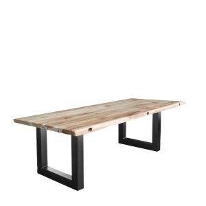 Super-Seat | Rechthoekige houten tafel | Licht houten tafelblad met natuurlijke nerf, zwarte metalen poten, industrieel en elegant. | Horecameubilair