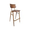 Super-Seat | De Rietveld industrial bar stools brown ochre | Tabouret en bois robuste, brun/ocre ; repose-pieds en métal ; aspect rustique. . | Mobilier de restauration