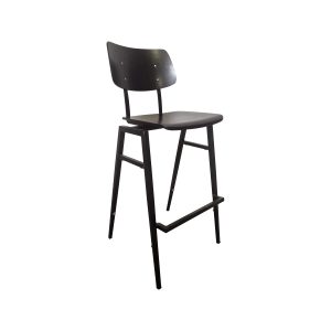 Super-Seat | De Rietveld Industrie-Barhocker schwarz / schwarz | Schwarzer Metall-Barhocker mit minimalistischem Design und ähnlichen Schrauben. | Catering Möbel