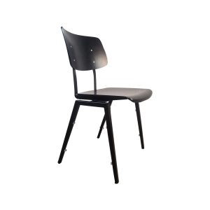 Super-Seat | De Rietveld industriele schoolstoelen zwart/zwart | Zwarte stoel met metalen frame, gladde zitting en rugleuning. . | Horecameubilair