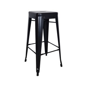 Super-Seat | The Tolix (terrace) bar stools matt black | Grand tabouret de bar en métal noir avec assise carrée et finition mate. | Mobilier de restauration