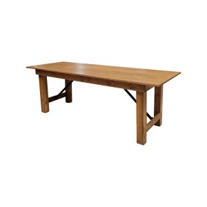 Super-Seat | The Farm table, country dining tables natural wood 220x80cm | Table rectangulaire en bois brun clair avec pieds épais et croisillons. Parfait pour une salle à manger ou un espace de travail. | Mobilier de restauration