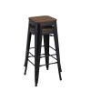 Toxor Tabourets de bar noir mat bois