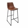 Super-Seat | The "Charlie vintage leather bar stools cognac" | Cognac leather seat, black metal legs; modern minimalist style. | Hospitality Furniture