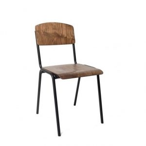 Super-Seat | The Vanitas vintage school chairs brown | Vintage wooden chairs in rich brown with black metal frame. Classic and timeless. | Hospitality Furniture