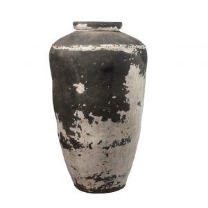 Super-Seat | XL old vintage pottery decorative vase | Vase en céramique bicolore vieillie dans des tons sombres et clairs, avec une finition texturée. |. | Mobilier de restauration