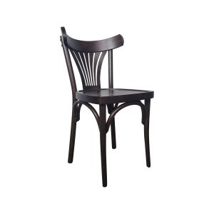 Super-Seat | Thonet Bentwood Caféstoel | Donkerbruin hout, gebogen tapijt met verticale spijlen, platte zitting en sierlijke poten. | Horecameubilair