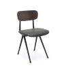 Super-Seat | Georg Luger chair | Black metal frame, dark wood back, brown/black upholstered seat. Vintage look. | Hospitality Furniture