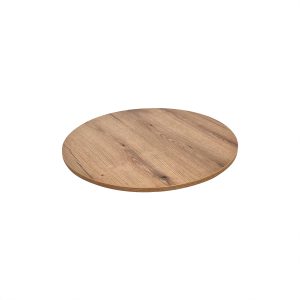 Super-Seat | Kasteel Eiken Melamine Tafelblad Rond 67cm | Natuurlijke houtnerf, eiken melamine, elegant en duurzaam tegen witte achtergrond. | Horecameubilair