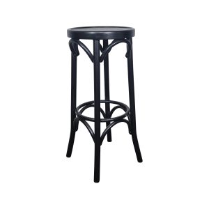 Super-Seat | The Thonet Bentwood Café Barstools | Tabouret de bar en bois noir avec assise ronde et pieds incurvés. Design classique en bois courbé. | Mobilier de restauration