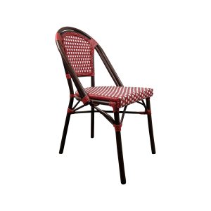 Super-Seat | Geflechtstühle café de Paris rot | Brauner Geflechtstuhl mit rot/weiß karierter Sitzfläche, perfekt für die Gastronomie. . | Catering Möbel