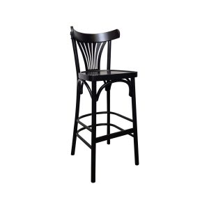 Super-Seat | The Thonet Bentwood Café Bar Stools Black | Schwarzer Barhocker aus Holz mit hoher Lattenrost-Rückenlehne und schlanken Beinen. . | Catering Möbel