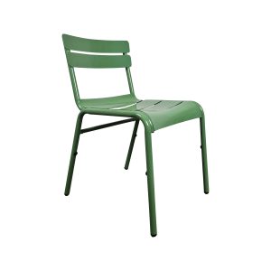 Super-Seat | The Luxembourg hospitality patio chairs green | Green metal chair with slim lines and slatted seat, ideal for indoor or outdoor use. | Hospitality Furniture