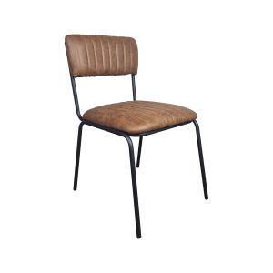 Super-Seat | The Aviator hospitality stacking chairs cognac | Cognac ribbed upholstery, brown seat, black metal legs, chair without armrests. | Hospitality Furniture