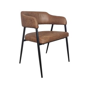 Super-Seat | Les fauteuils d'accueil Maxwell cognac | Revêtement chic cognac, pieds en métal noir, dossier et accoudoirs incurvés. Elégance moderne. | Mobilier de restauration