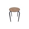 Super-Seat | The Tabouret Vanitas schoolkrukken zwart | Round light brown wooden seat, black metal legs, modern design. | Horecameubilair