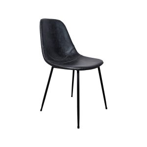 Super-Seat | The Charlie Vintage Leder Bucket Chairs schwarz | Schwarzer Sitz in Lederoptik, schlanke schwarze Metallbeine, minimalistisches und Vintage-Design. | Catering Möbel