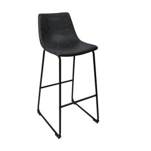 Super-Seat | The Charlie design leather bar stools black | Black leather seat, gray accents, sturdy black metal legs |. | Hospitality Furniture