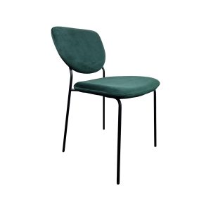 Super-Seat | De Jazz Retro Horeca Design Stapelstoelen | Petrol groene stof, gebogen rugleuning, zwarte metalen poten. Moderne minimalistische look. | Horecameubilair