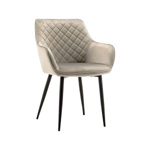 Super-Seat | De Diamant Fluwelen Stoelen | Elegante champagnefluweel, zwart slanke poten, moderne diamantachtige stijl. | Horecameubilair