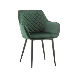 Super-Seat | The Diamond velvet hospitality chair in green | Velours vert, pieds fins noirs, motif diamant, accoudoirs. | Mobilier de restauration