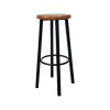 Super-Seat | Tabourets de bar bistro industriels marron/noir | Siège en bois marron, pieds en métal noir avec repose-pieds ; design industriel. | Mobilier de restauration