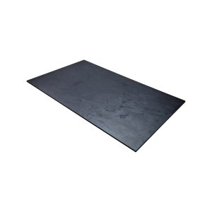 Super-Seat | Rechteckige HPL Slate Hospitality Tischplatte | Schwarze HPL Tischplatte mit Mondstruktur, 120x70cm, auf weißem Hintergrund. | Catering Möbel