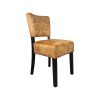 Super-Seat | Les chaises d'accueil Lisa Rome en velours ocre | Chaises en velours ocre, assise/tissu marron, pieds en bois noir. Elégant et stylé. | Mobilier de restauration