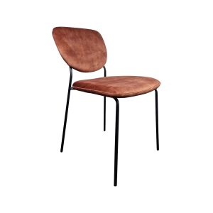 Super-Seat | Stack Chairs Velvet Copper | Modern chair with brown upholstery and black metal legs, perfect for hospitality. | Hospitality Furniture