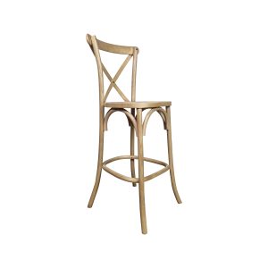 Super-Seat | Cross back stack bar stools natural wood | Natural wood bar stool with cross back and round seat; light rustic wood. | Hospitality Furniture