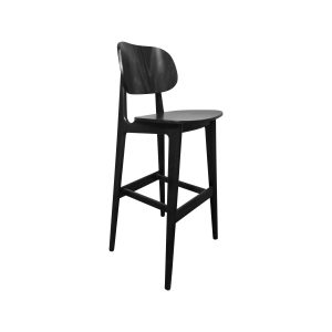 Super-Seat | Scandinavian design bar stools Bonn black | Black wood finish, curved back, slim legs with footrests. | Hospitality Furniture