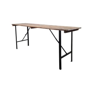 Super-Seat | Berlin Vintage Wooden Folding Tables | Table en bois naturel avec pieds en métal noir, idéale pour les événements. | Mobilier de restauration