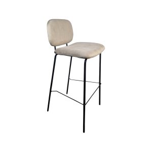 Super-Seat | Jazz Retro Hospitality Design Barstools Champagne | Beige upholstered seat, black metal legs; retro, elegant style. | Hospitality Furniture