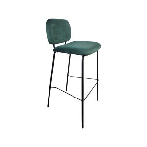 Super-Seat | De Jazz Retro Horeca Design Barkruk | Petrol groene fluwelen zitting, zwarte metalen poten, jazz-geïnspireerde minimalistische stijl. | Horecameubilair