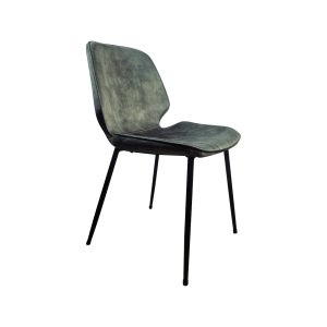 Super-Seat | The Sea Shell Ocean Chairs | Gray velvet green seat with black metal legs; modern and minimalist design. | Hospitality Furniture