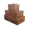 Ensemble de valises anciennes en cuir vintage, Pendragon Steamer Trunks