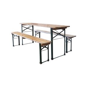 Super-Seat | De vintage Bierbank-set | Houten tafels en banken met metalen poten, eenvoudig en functioneel voor buiten. | Horecameubilair