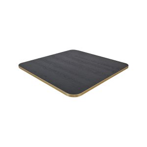 Super-Seat | Urban melamine tabletops black/brass edge 67x67cm | Dark wood with light edge, subtle wood grain pattern. |. | Hospitality Furniture