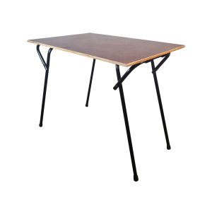 Super-Seat | The Lily Vintage Exam Table | Wooden top, black metal legs; utilitarian and stable design with a vintage look. | Hospitality Furniture