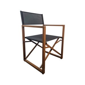 Super-Seat | Chaises directoriales Safari (terrasse) aluminium | Tissu noir, structure en aluminium ; idéal pour safari ou terrasse. Pliable et durable. | Mobilier de restauration