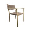 Super-Seat | Tulum Hospitality Terrace Chair | Osier marron, structure en aluminium marron clair, accoudoirs, pieds droits avec capuchons noirs. | Mobilier de restauration