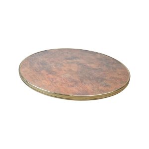 Super-Seat | The 70cm Round Werzalit Hospitality Terrace Table Tops | Textured copper gold, golden edges, combines brown and reddish tones. | Mobilier de restauration