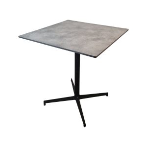 Super-Seat | The HPL Concrete-look Terrace Table | Plateau en HPL gris et base en métal noir, effet béton, quatre éléments puissants, modernes et stables. | Mobilier de restauration