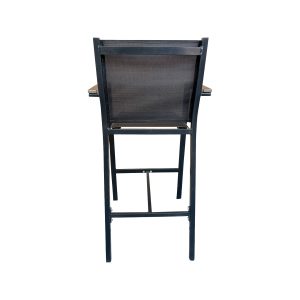 Super-Seat | Sunny metal bar stool | Tall black metal bar stool with brown mesh backrest and footrest, suitable for catering. |. | Hospitality Furniture