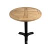 Super-Seat | The Tivoli Table de jardin en teck 70cm | Table ronde en teck, marron clair, avec base tripode en métal noir. | Mobilier de restauration