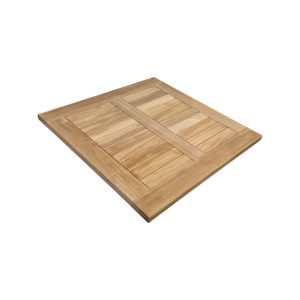 Super-Seat | Tivoli Teak Tischplatte | Quadratischer Teakholztisch mit hellem, dunklem Gitter, umrahmt von einer vermiedenen Kante; warme Holztöne. | Catering Möbel