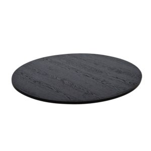 Super-Seat | De Urban Bistro Melamine Tafelbladen Rond Zwart 120cm | Ronde tafel in zwart melamine met houtnerfpatroon, urban stijl. | Horecameubilair