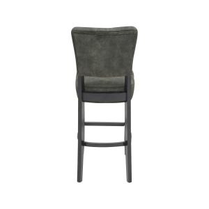 Super-Seat | The Lisa Rome hospitality bar stools vintage green | Revêtement en suédine verte, structure et pieds en bois noir. | Mobilier de restauration