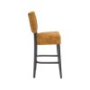 Super-Seat | Lisa Rome Hospitality Barstool | Mustard yellow velour seat/back, black metal legs/footrest; perfect for the hospitality industry. | Hospitality Furniture